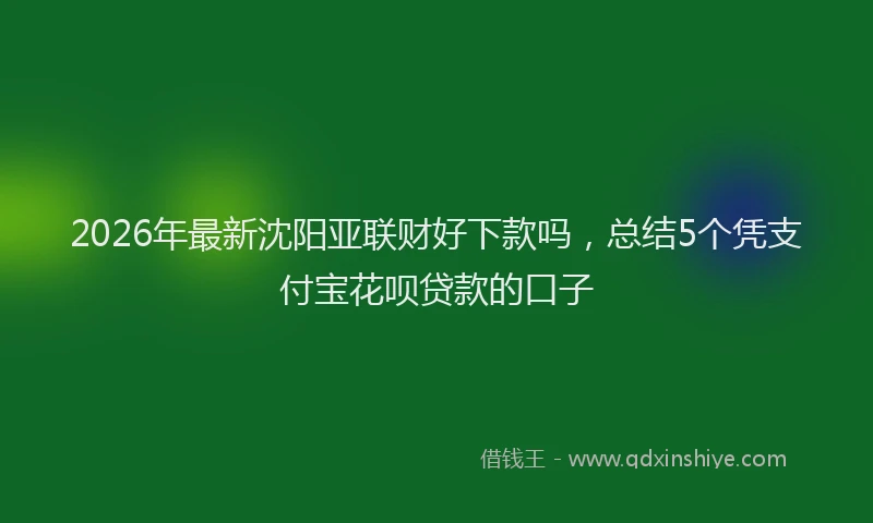 2026年最新沈阳亚联财好下款吗，总结5个凭支付宝花呗贷款的口子