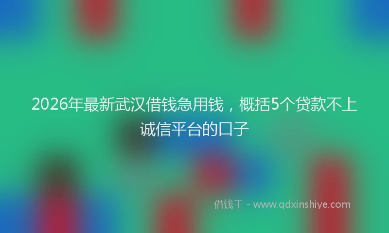 2026年最新武汉借钱急用钱，概括5个贷款不上诚信平台的口子