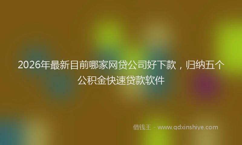 2026年最新目前哪家网贷公司好下款，归纳五个公积金快速贷款软件