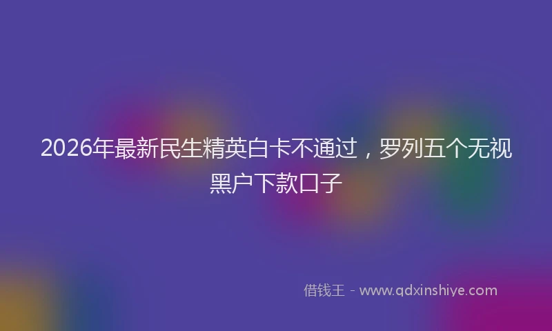 2026年最新民生精英白卡不通过，罗列五个无视黑户下款口子