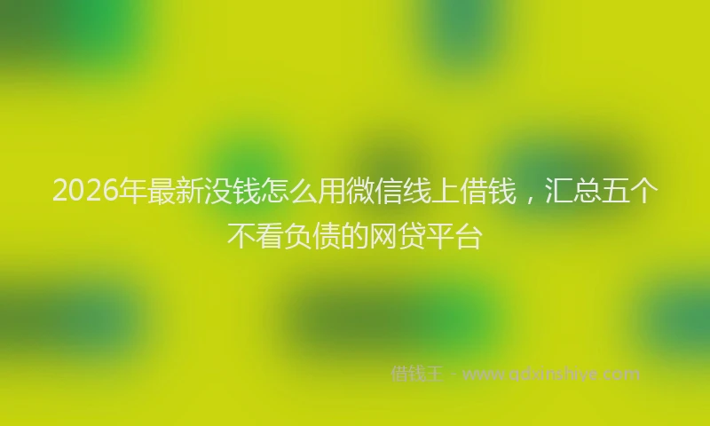 2026年最新没钱怎么用微信线上借钱，汇总五个不看负债的网贷平台