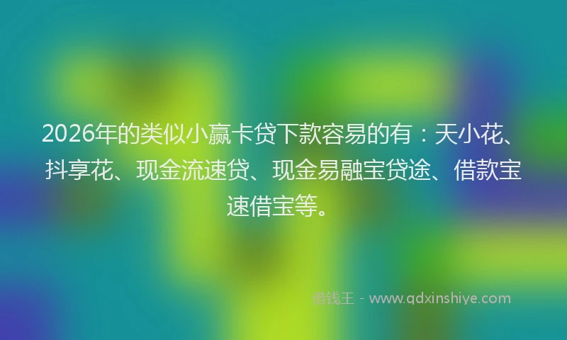 2026年的类似小赢卡贷下款容易的有：天小花、抖享花、现金流速贷、现金易融宝贷途、借款宝速借宝等。