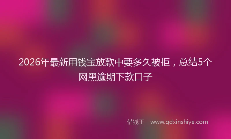 2026年最新用钱宝放款中要多久被拒，总结5个网黑逾期下款口子