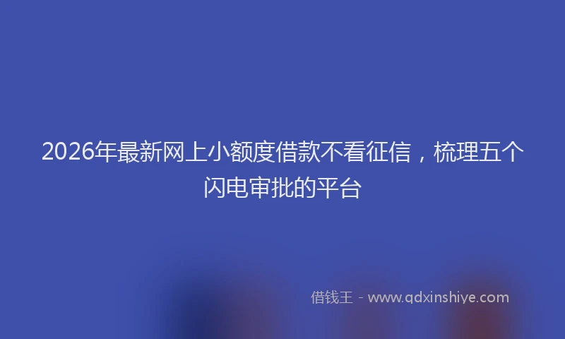 2026年最新网上小额度借款不看征信，梳理五个闪电审批的平台