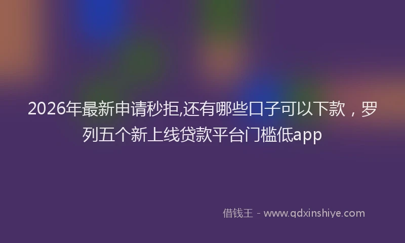 2026年最新申请秒拒,还有哪些口子可以下款，罗列五个新上线贷款平台门槛低app