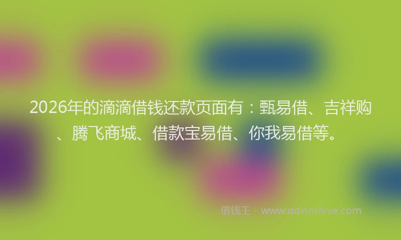 2026年的滴滴借钱还款页面有：甄易借、吉祥购、腾飞商城、借款宝易借、你我易借等。