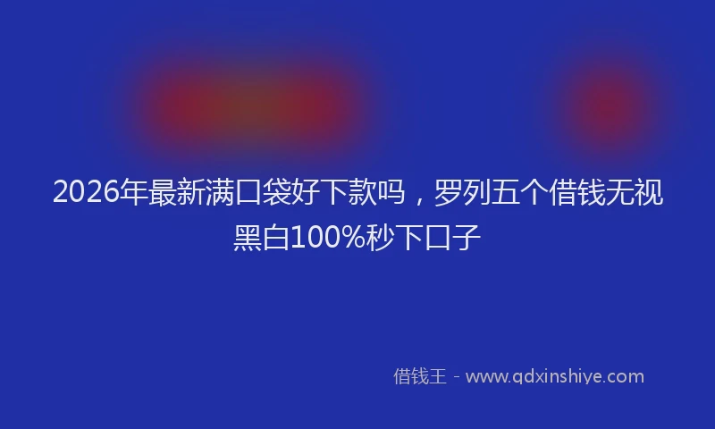 2026年最新满口袋好下款吗，罗列五个借钱无视黑白100%秒下口子