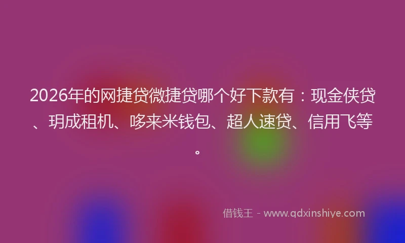 2026年的网捷贷微捷贷哪个好下款有：现金侠贷、玥成租机、哆来米钱包、超人速贷、信用飞等。