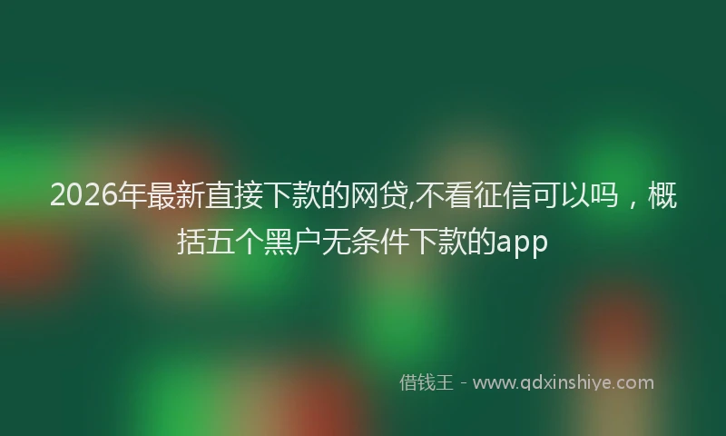 2026年最新直接下款的网贷,不看征信可以吗，概括五个黑户无条件下款的app