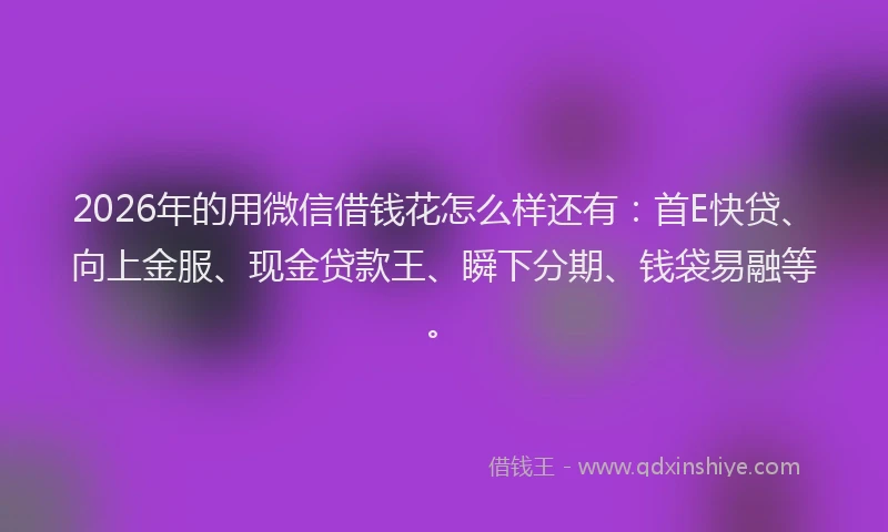 2026年的用微信借钱花怎么样还有：首E快贷、向上金服、现金贷款王、瞬下分期、钱袋易融等。