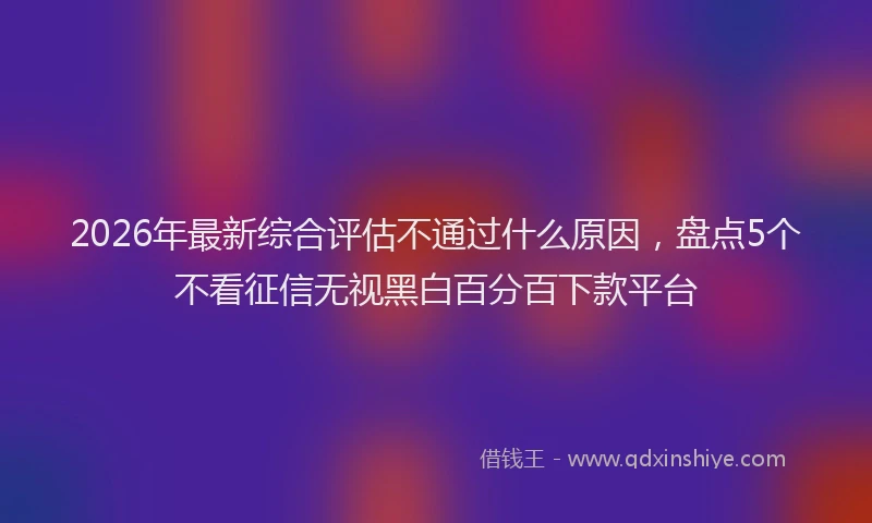 2026年最新综合评估不通过什么原因，盘点5个不看征信无视黑白百分百下款平台
