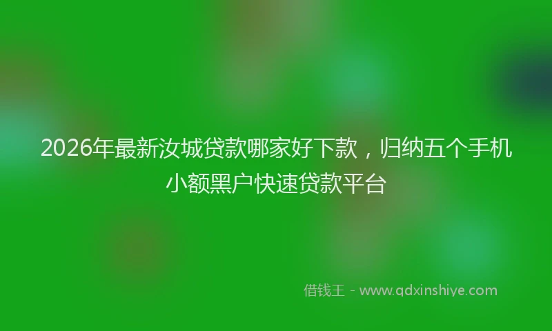2026年最新汝城贷款哪家好下款，归纳五个手机小额黑户快速贷款平台