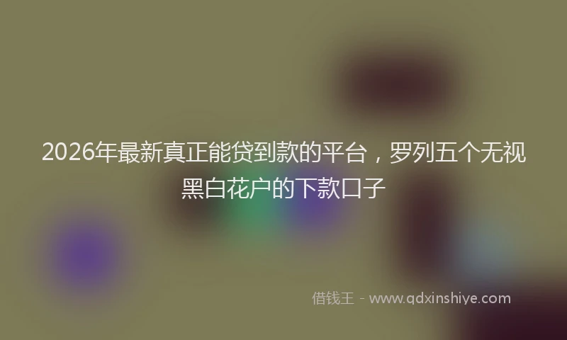 2026年最新真正能贷到款的平台，罗列五个无视黑白花户的下款口子