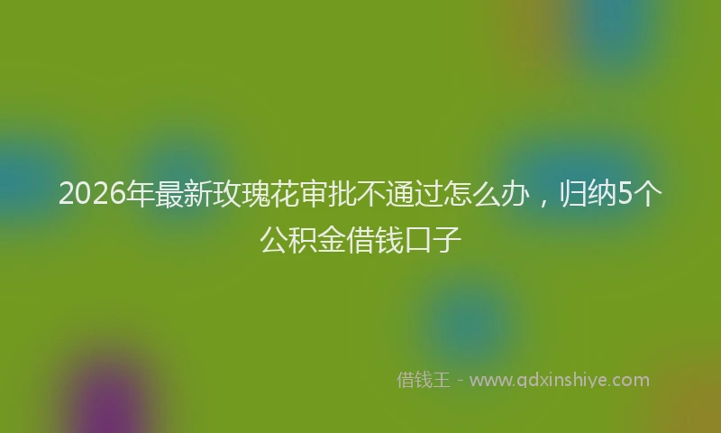 2026年最新玫瑰花审批不通过怎么办，归纳5个公积金借钱口子