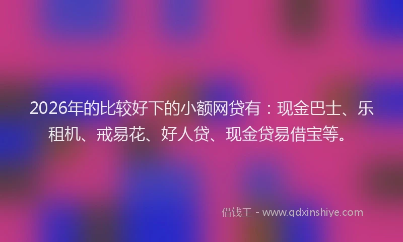 2026年的比较好下的小额网贷有：现金巴士、乐租机、戒易花、好人贷、现金贷易借宝等。
