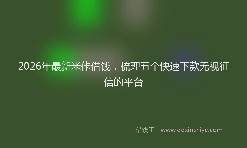 2026年最新米佧借钱，梳理五个快速下款无视征信的平台