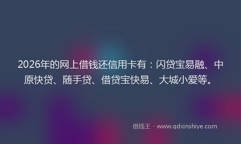 2026年的网上借钱还信用卡有：闪贷宝易融、中原快贷、随手贷、借贷宝快易、大城小爱等。