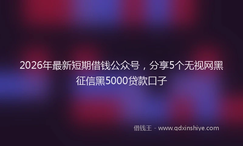 2026年最新短期借钱公众号，分享5个无视网黑征信黑5000贷款口子
