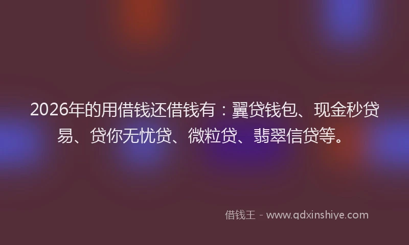 2026年的用借钱还借钱有：翼贷钱包、现金秒贷易、贷你无忧贷、微粒贷、翡翠信贷等。