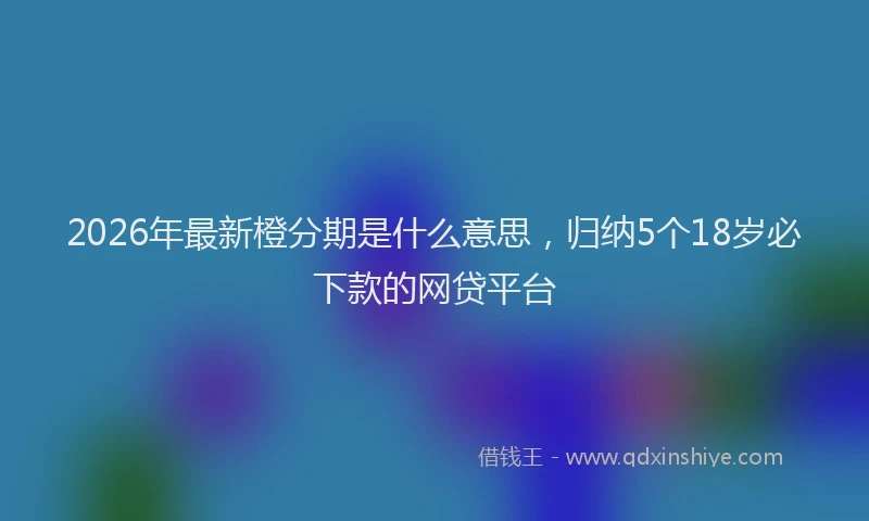 2026年最新橙分期是什么意思，归纳5个18岁必下款的网贷平台
