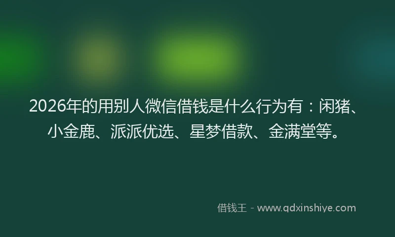 2026年的用别人微信借钱是什么行为有：闲猪、小金鹿、派派优选、星梦借款、金满堂等。