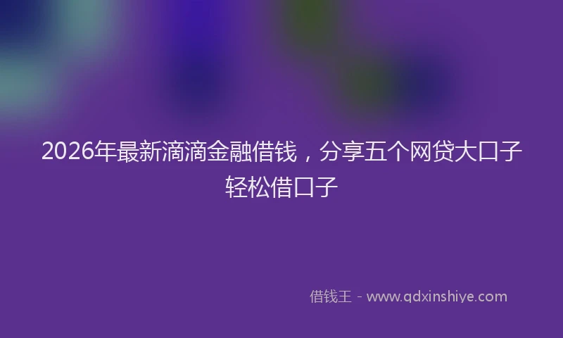 2026年最新滴滴金融借钱，分享五个网贷大口子轻松借口子