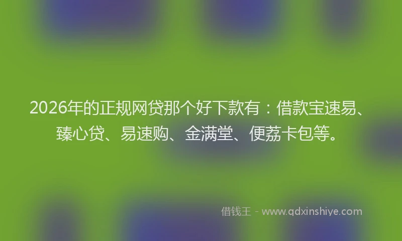 2026年的正规网贷那个好下款有：借款宝速易、臻心贷、易速购、金满堂、便荔卡包等。