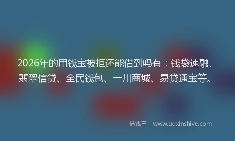 2026年的用钱宝被拒还能借到吗有：钱袋速融、翡翠信贷、全民钱包、一川商城、易贷通宝等。