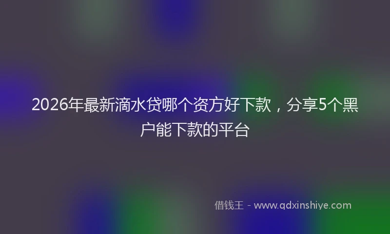 2026年最新滴水贷哪个资方好下款，分享5个黑户能下款的平台