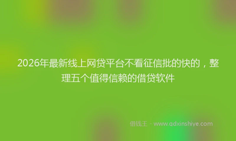 2026年最新线上网贷平台不看征信批的快的，整理五个值得信赖的借贷软件