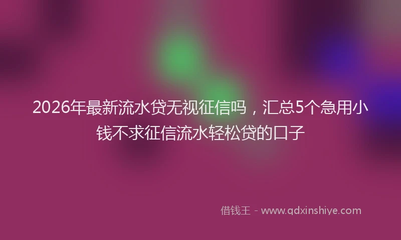 2026年最新流水贷无视征信吗，汇总5个急用小钱不求征信流水轻松贷的口子