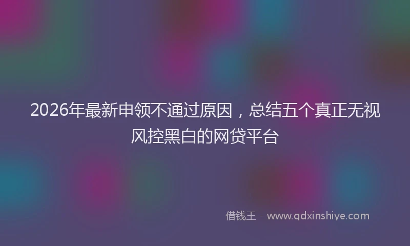 2026年最新申领不通过原因，总结五个真正无视风控黑白的网贷平台