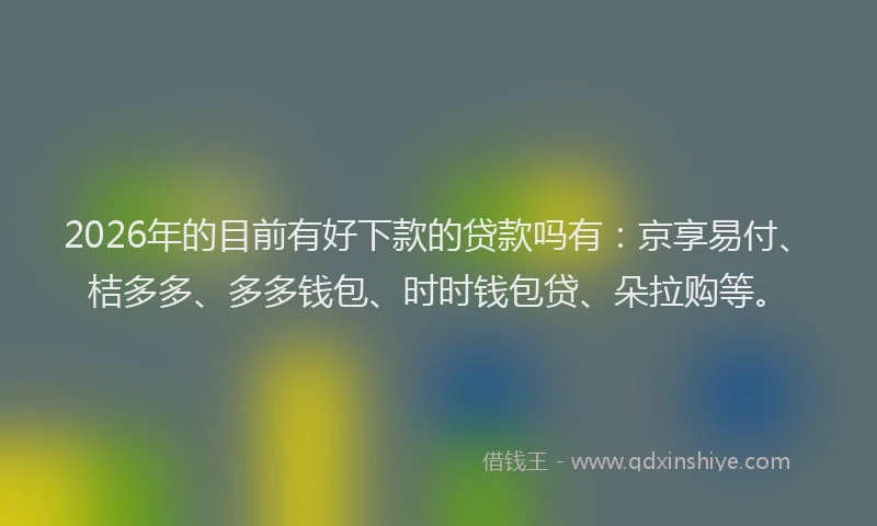 2026年的目前有好下款的贷款吗有：京享易付、桔多多、多多钱包、时时钱包贷、朵拉购等。
