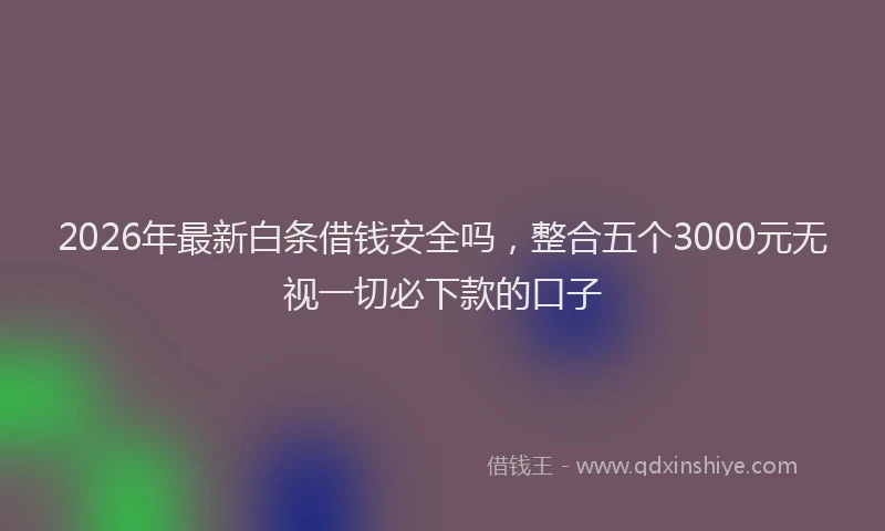 2026年最新白条借钱安全吗，整合五个3000元无视一切必下款的口子
