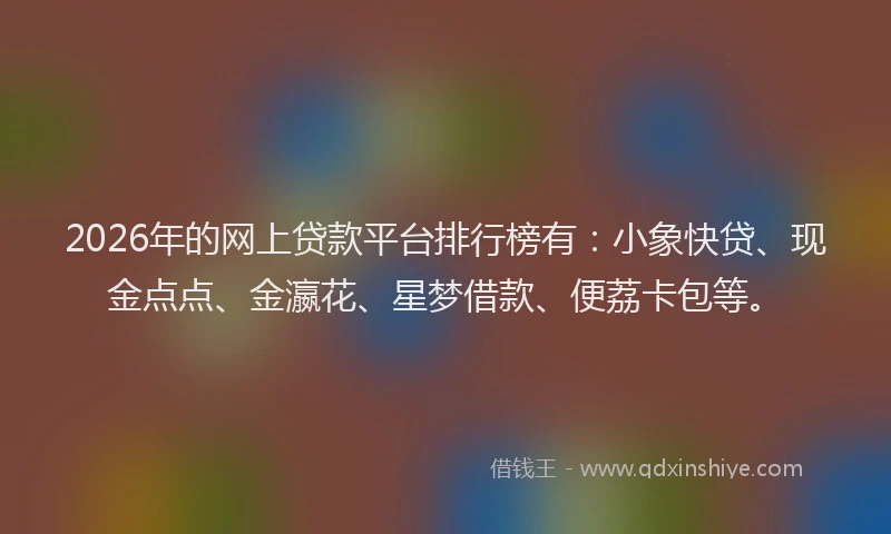 2026年的网上贷款平台排行榜有：小象快贷、现金点点、金瀛花、星梦借款、便荔卡包等。
