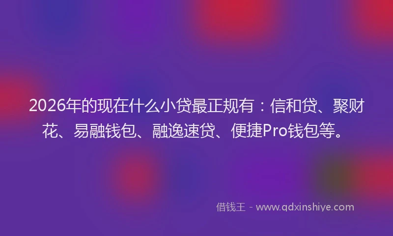 2026年的现在什么小贷最正规有：信和贷、聚财花、易融钱包、融逸速贷、便捷Pro钱包等。