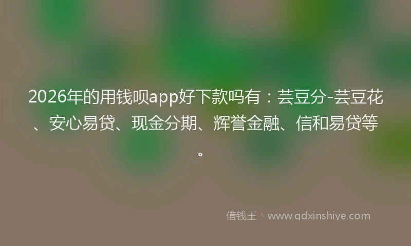 2026年的用钱呗app好下款吗有：芸豆分-芸豆花、安心易贷、现金分期、辉誉金融、信和易贷等。
