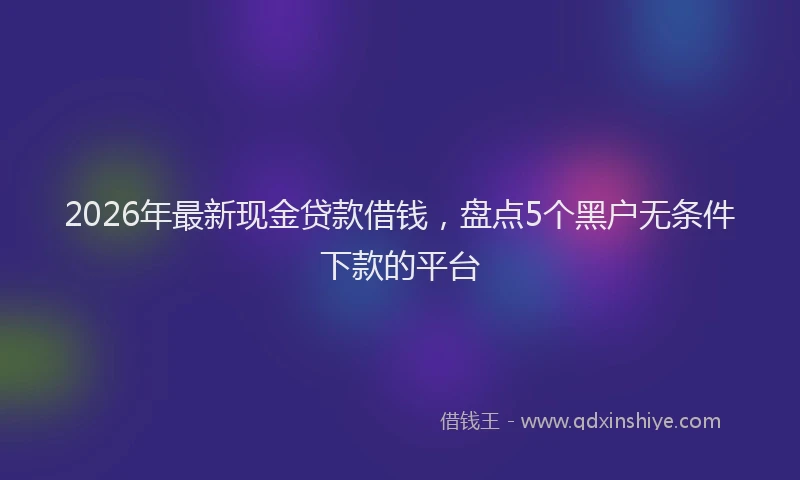 2026年最新现金贷款借钱，盘点5个黑户无条件下款的平台