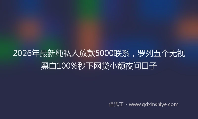 2026年最新纯私人放款5000联系，罗列五个无视黑白100%秒下网贷小额夜间口子