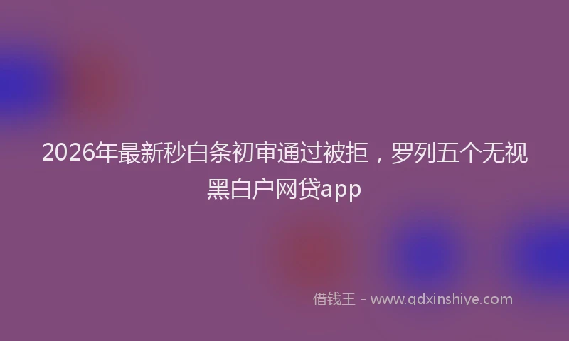 2026年最新秒白条初审通过被拒，罗列五个无视黑白户网贷app
