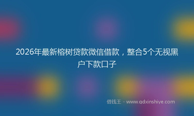 2026年最新榕树贷款微信借款，整合5个无视黑户下款口子