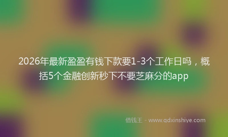 2026年最新盈盈有钱下款要1-3个工作日吗，概括5个金融创新秒下不要芝麻分的app