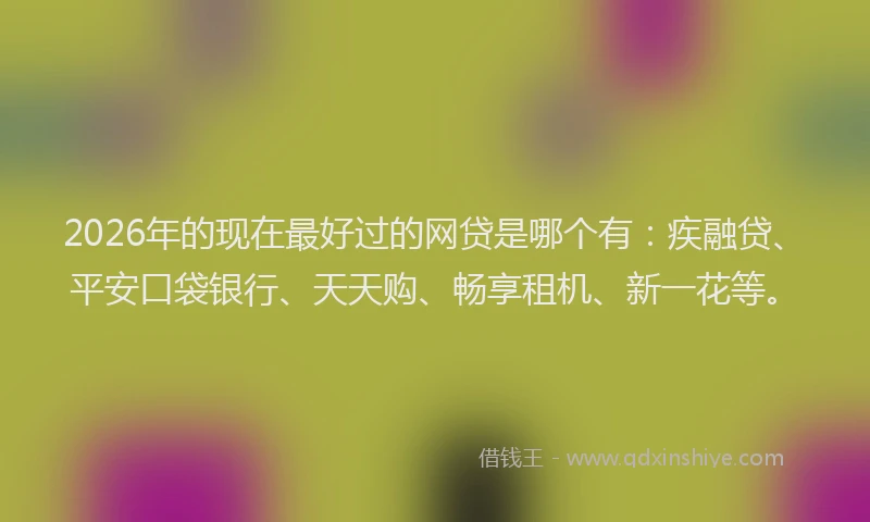 2026年的现在最好过的网贷是哪个有：疾融贷、平安口袋银行、天天购、畅享租机、新一花等。