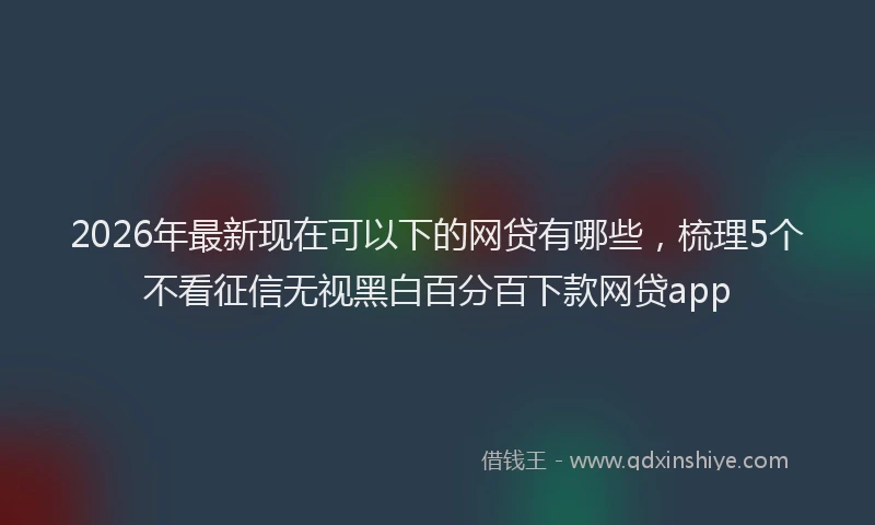 2026年最新现在可以下的网贷有哪些，梳理5个不看征信无视黑白百分百下款网贷app