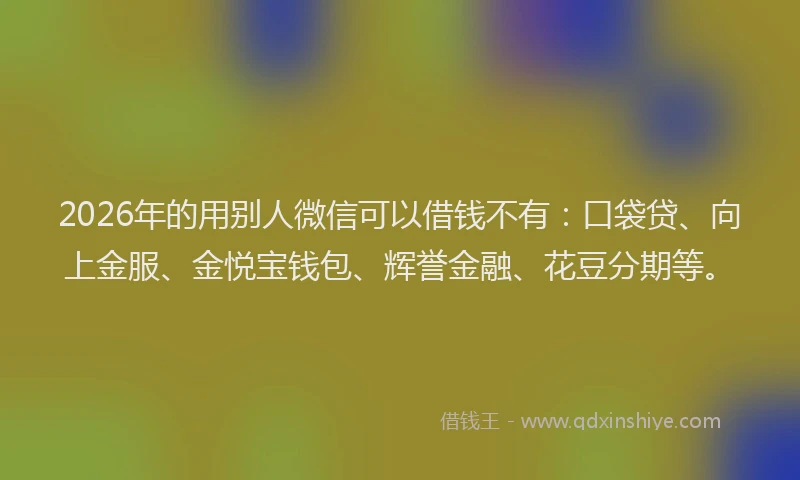 2026年的用别人微信可以借钱不有：口袋贷、向上金服、金悦宝钱包、辉誉金融、花豆分期等。