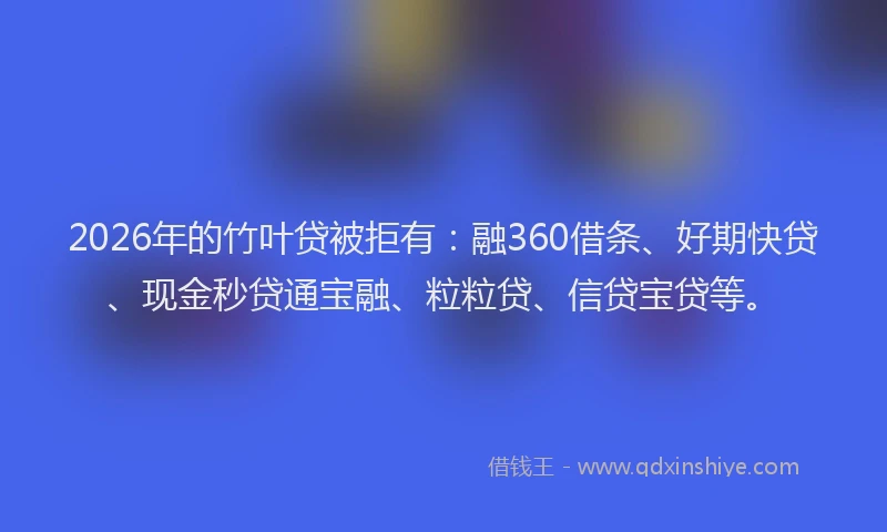 2026年的竹叶贷被拒有：融360借条、好期快贷、现金秒贷通宝融、粒粒贷、信贷宝贷等。