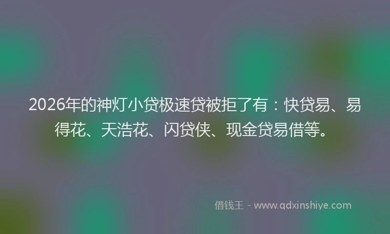 2026年的神灯小贷极速贷被拒了有：快贷易、易得花、天浩花、闪贷侠、现金贷易借等。