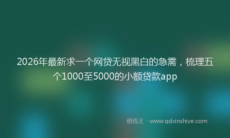 2026年最新求一个网贷无视黑白的急需，梳理五个1000至5000的小额贷款app