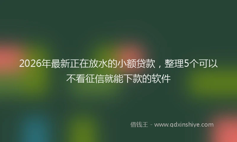 2026年最新正在放水的小额贷款，整理5个可以不看征信就能下款的软件