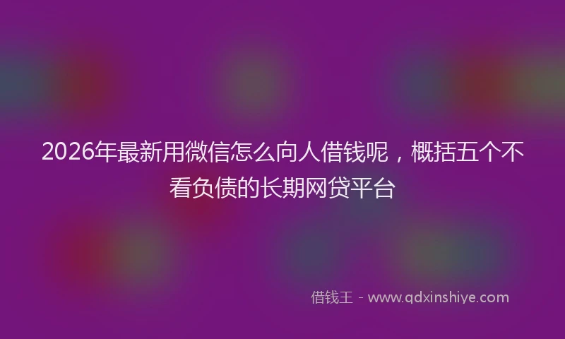 2026年最新用微信怎么向人借钱呢，概括五个不看负债的长期网贷平台